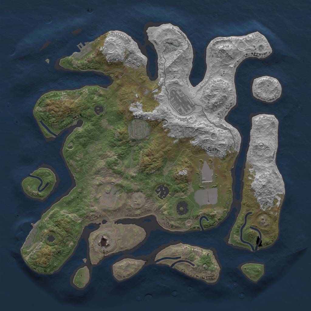 Rust Map: Procedural Map, Size: 3500, Seed: 1209353238, 14 Monuments