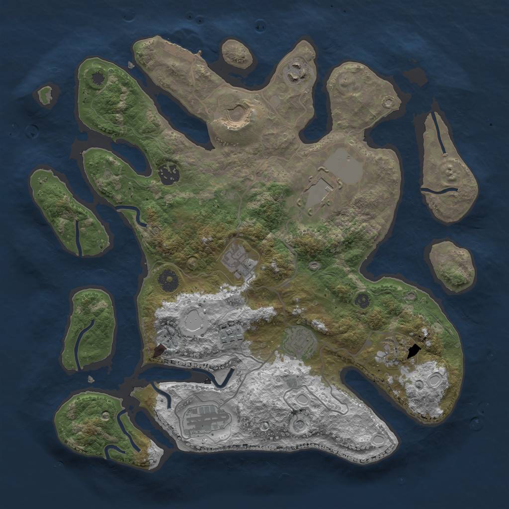 Rust Map: Procedural Map, Size: 3600, Seed: 51436026, 16 Monuments