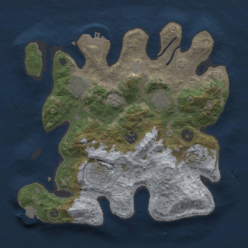 Rust Map: Procedural Map, Size: 3000, Seed: 600766, 13 Monuments
