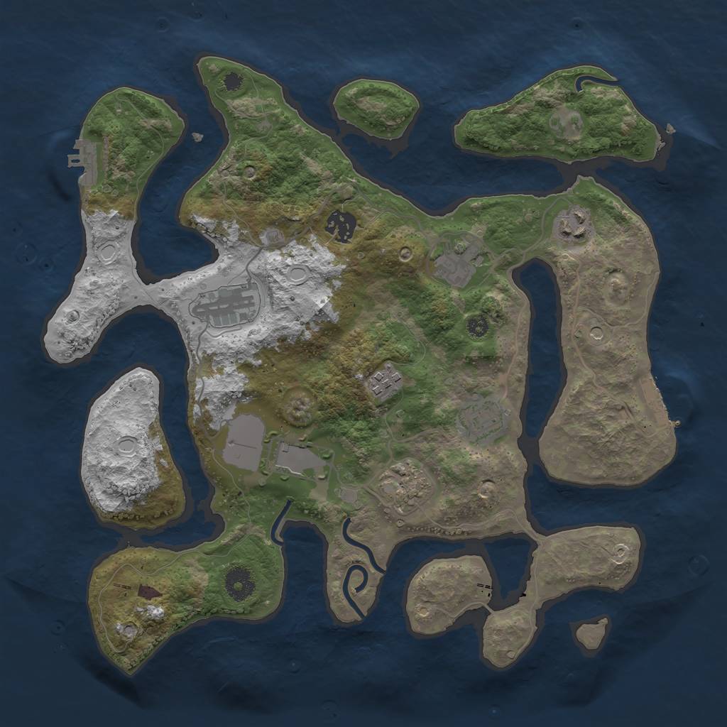 Rust Map: Procedural Map, Size: 3500, Seed: 1418915399, 16 Monuments