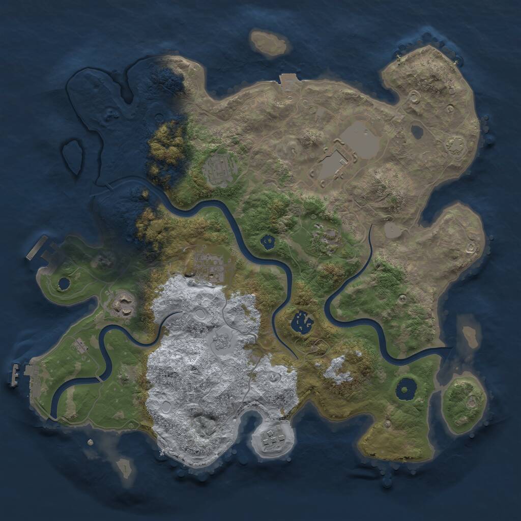Rust Map: Procedural Map, Size: 3600, Seed: 1646048508, 13 Monuments