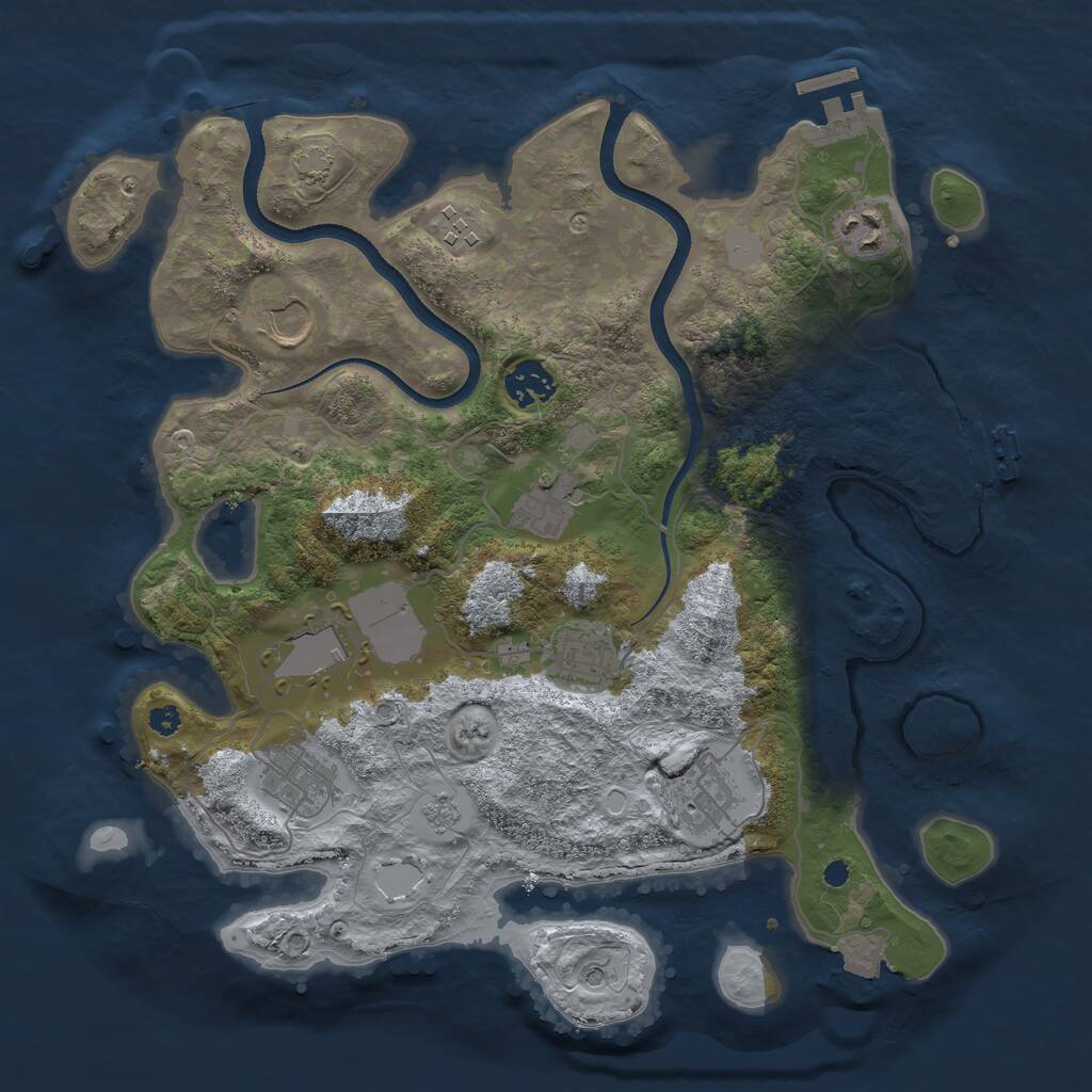 Rust Map: Procedural Map, Size: 3500, Seed: 798465399, 15 Monuments