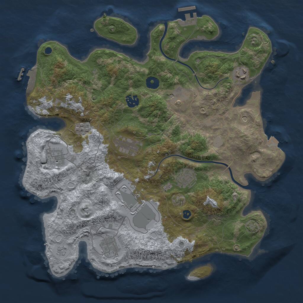 Rust Map: Procedural Map, Size: 3500, Seed: 1145432614, 15 Monuments