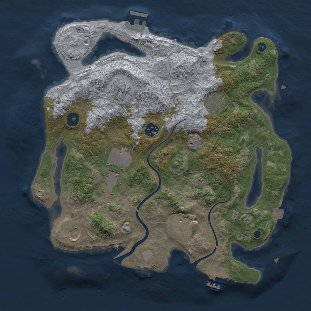 Rust Map: Procedural Map, Size: 3500, Seed: 80280060, 13 Monuments