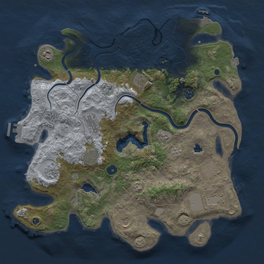 Rust Map: Procedural Map, Size: 4000, Seed: 641911619, 16 Monuments