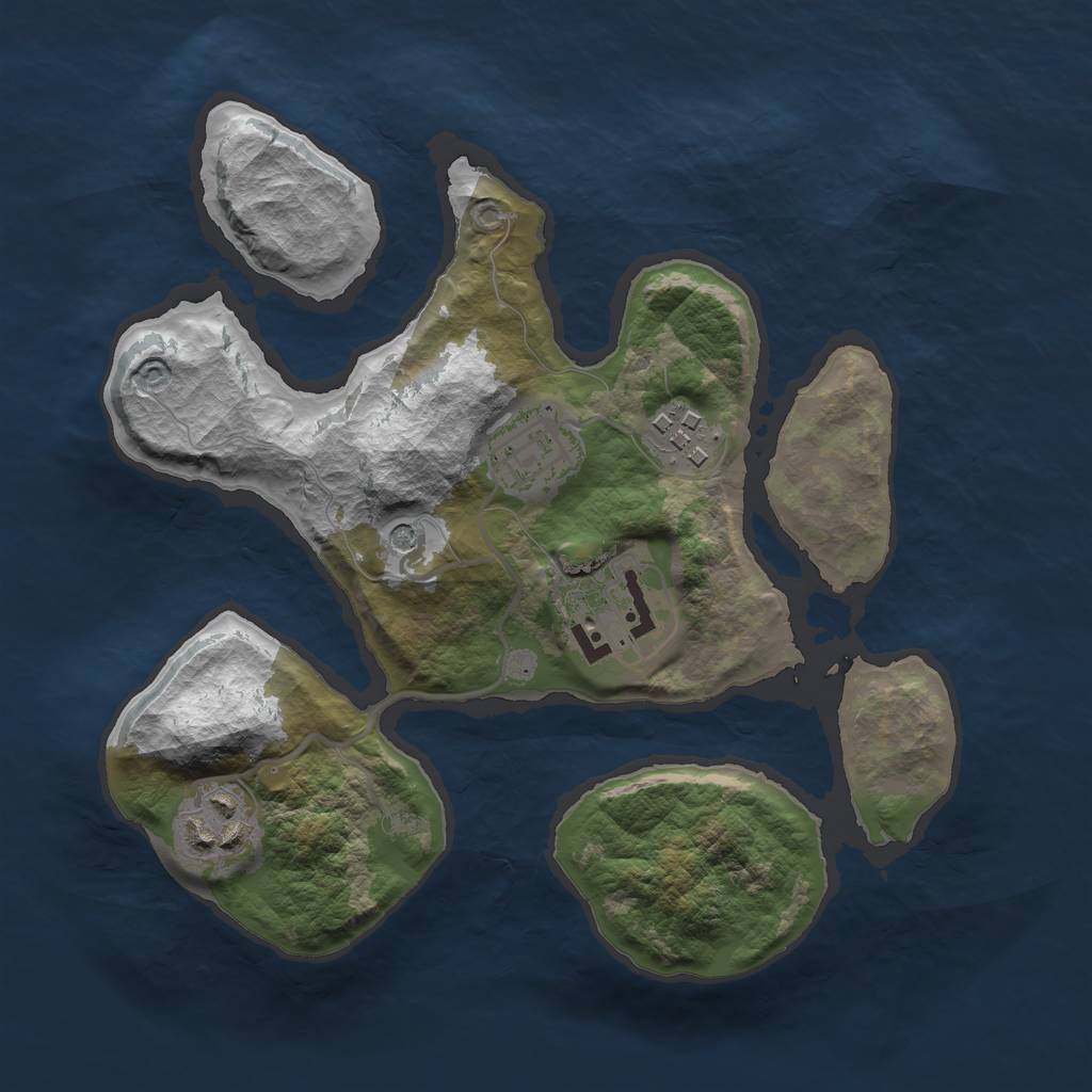 Rust Map: Barren, Size: 2500, Seed: 959111, 7 Monuments