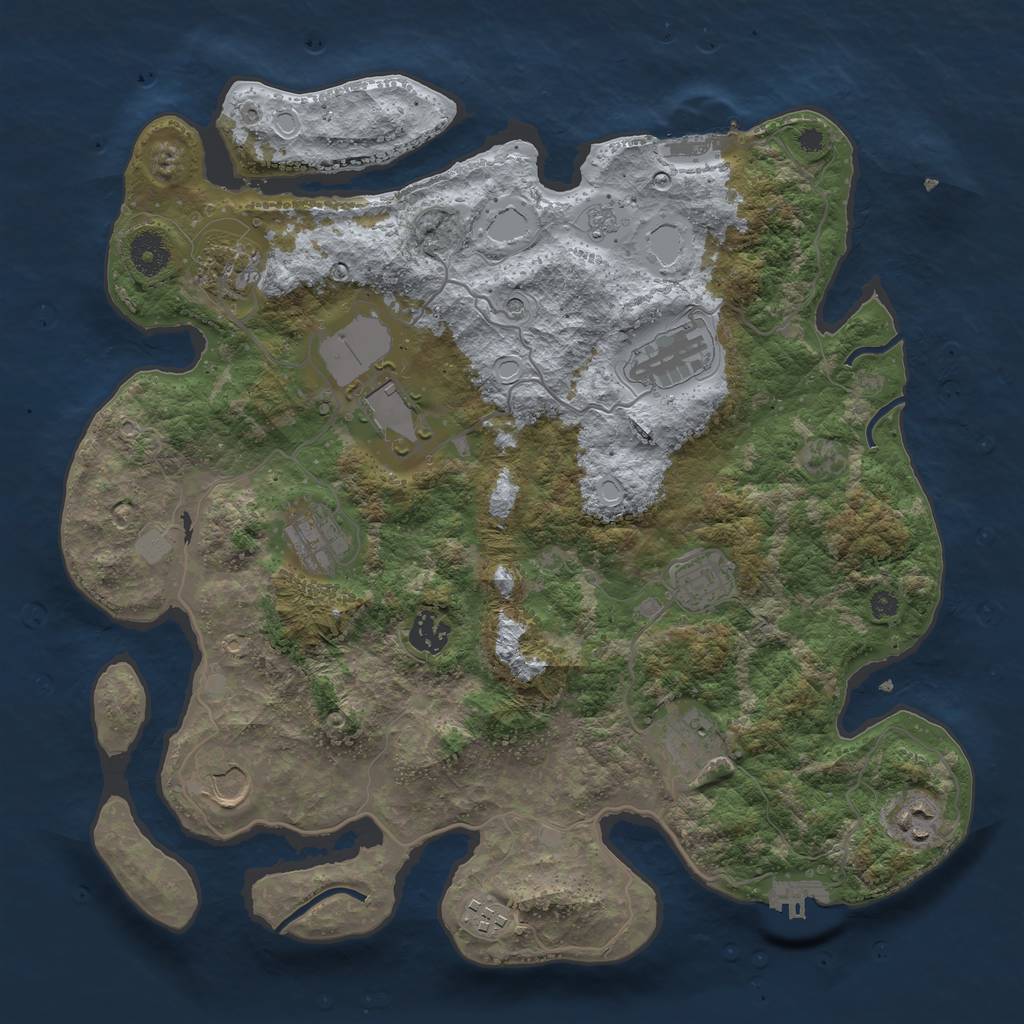 Rust Map: Procedural Map, Size: 3750, Seed: 435532, 17 Monuments