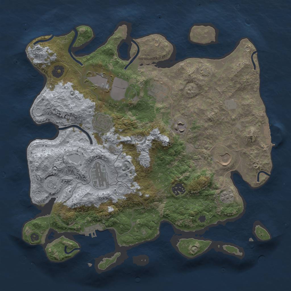 Rust Map: Procedural Map, Size: 3500, Seed: 704515463, 16 Monuments