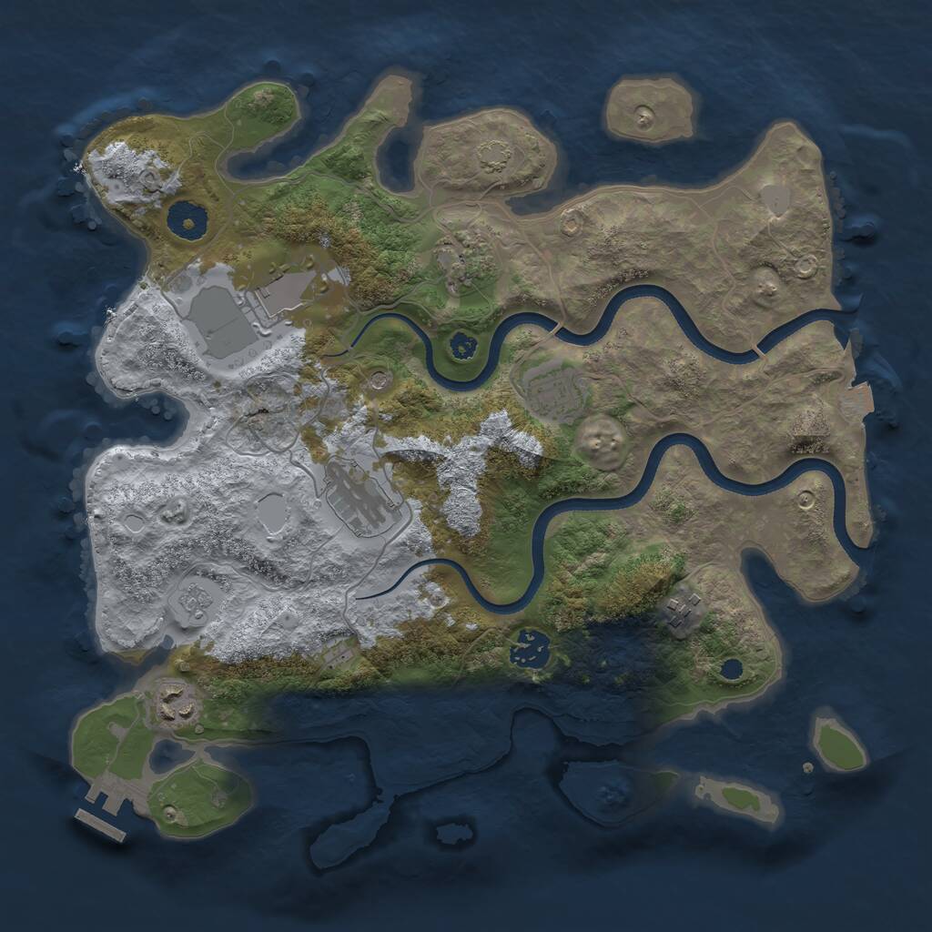 Rust Map: Procedural Map, Size: 3500, Seed: 704515463, 12 Monuments
