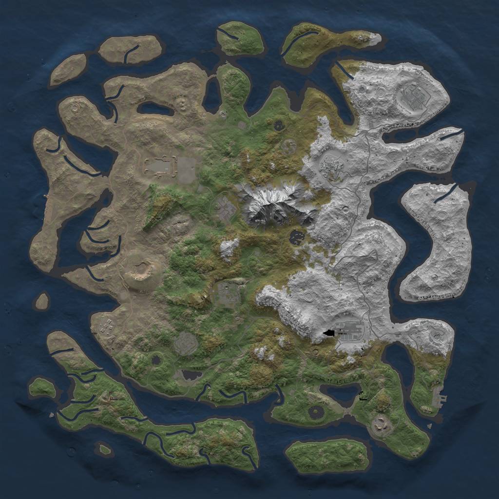 Rust Map: Procedural Map, Size: 5000, Seed: 93, 19 Monuments