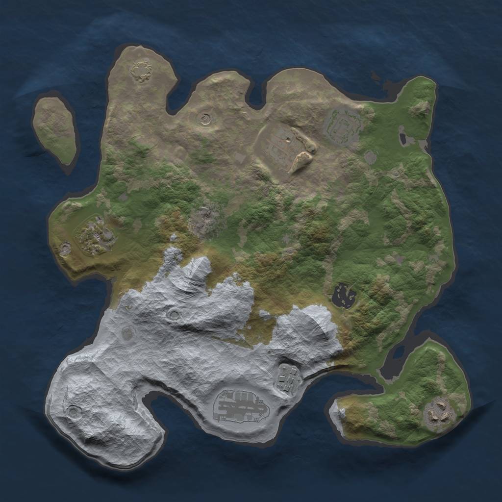 Rust Map: Barren, Size: 3100, Seed: 2147483647, 11 Monuments