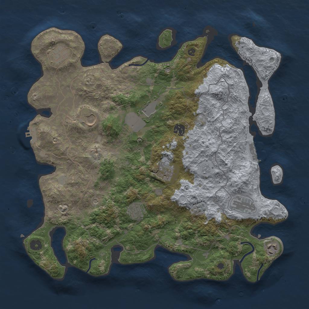 Rust Map: Procedural Map, Size: 4000, Seed: 66666466, 16 Monuments