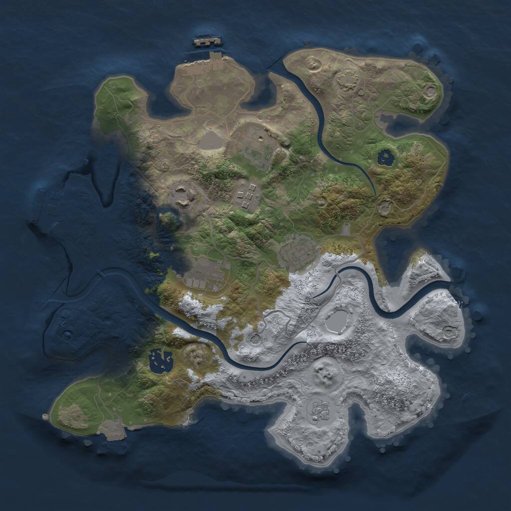 Rust Map: Procedural Map, Size: 3000, Seed: 12494175, 12 Monuments