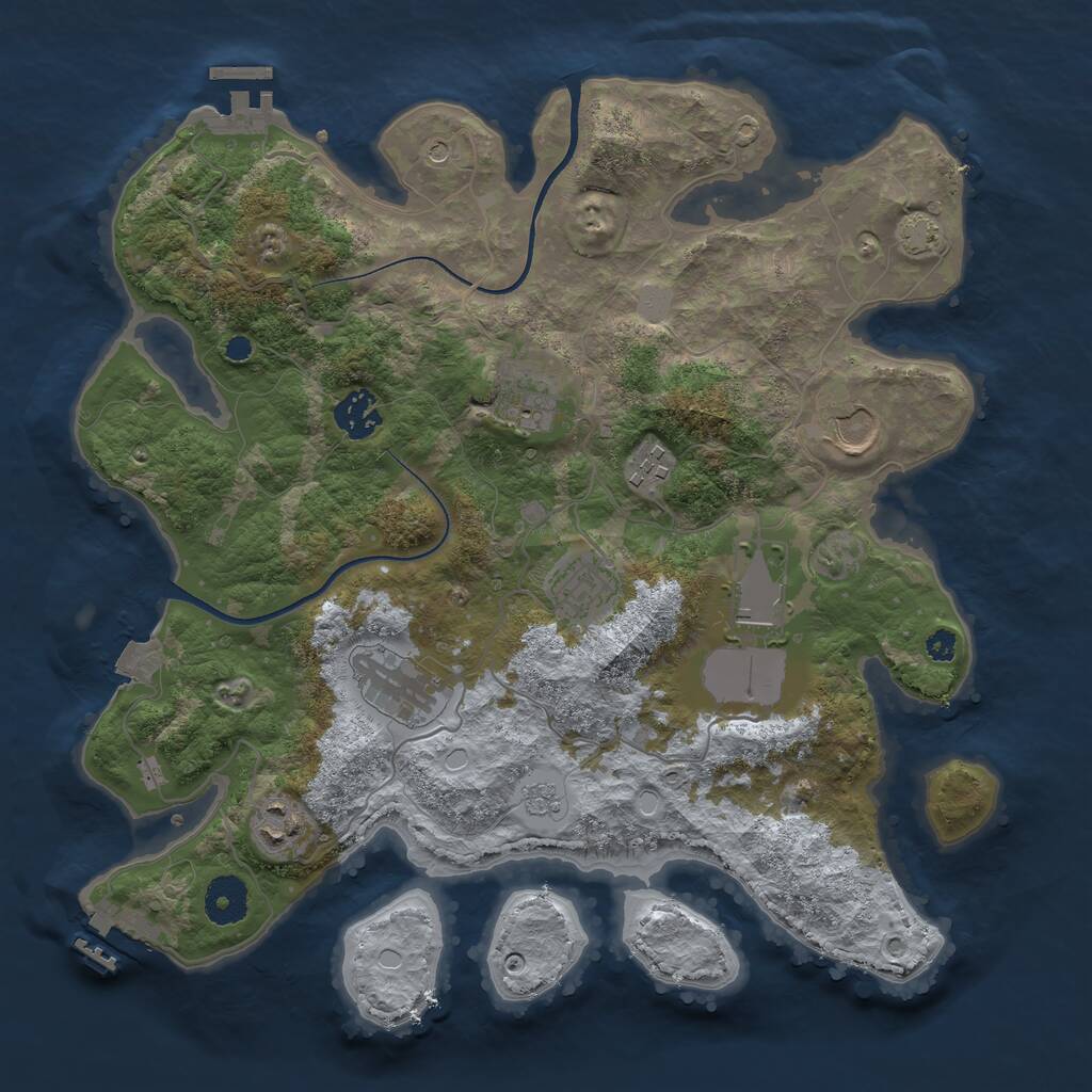 Rust Map: Procedural Map, Size: 3500, Seed: 1101, 14 Monuments