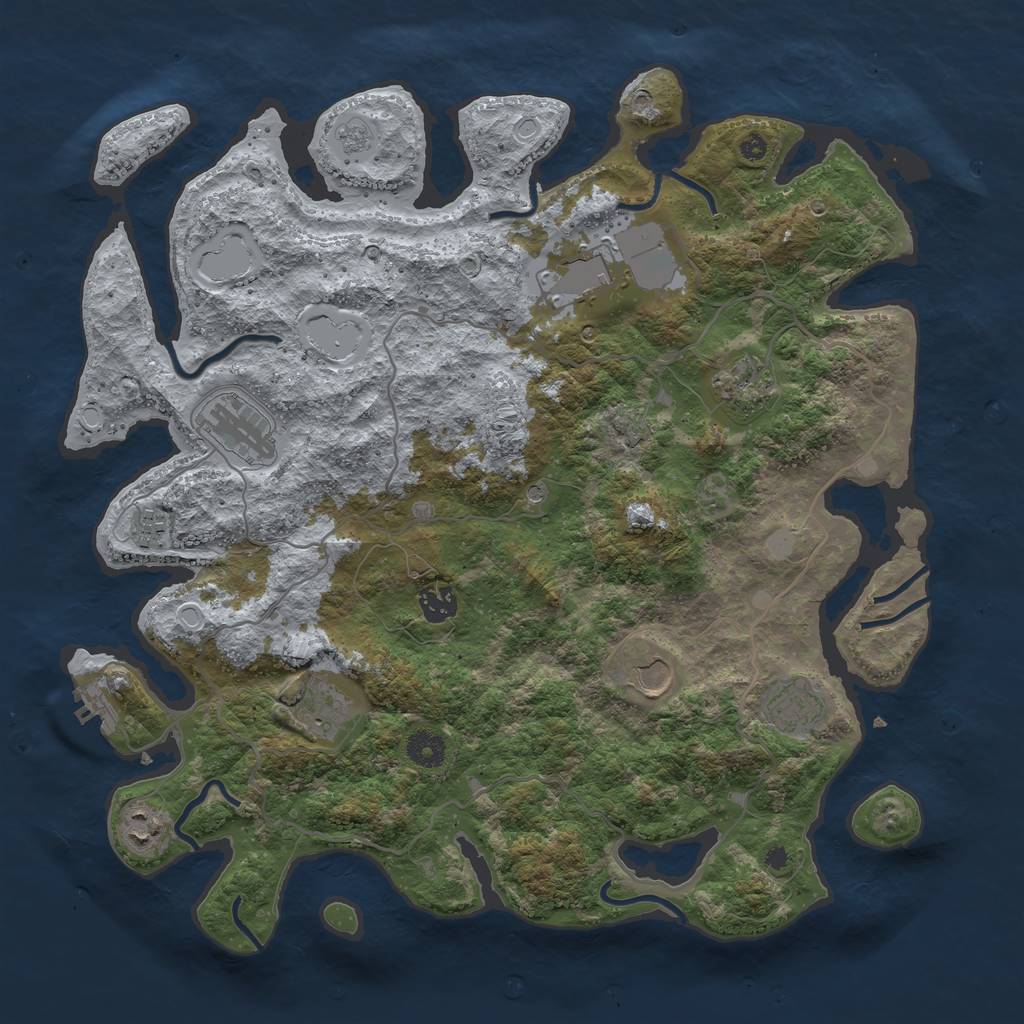 Rust Map: Procedural Map, Size: 4000, Seed: 710830479, 15 Monuments