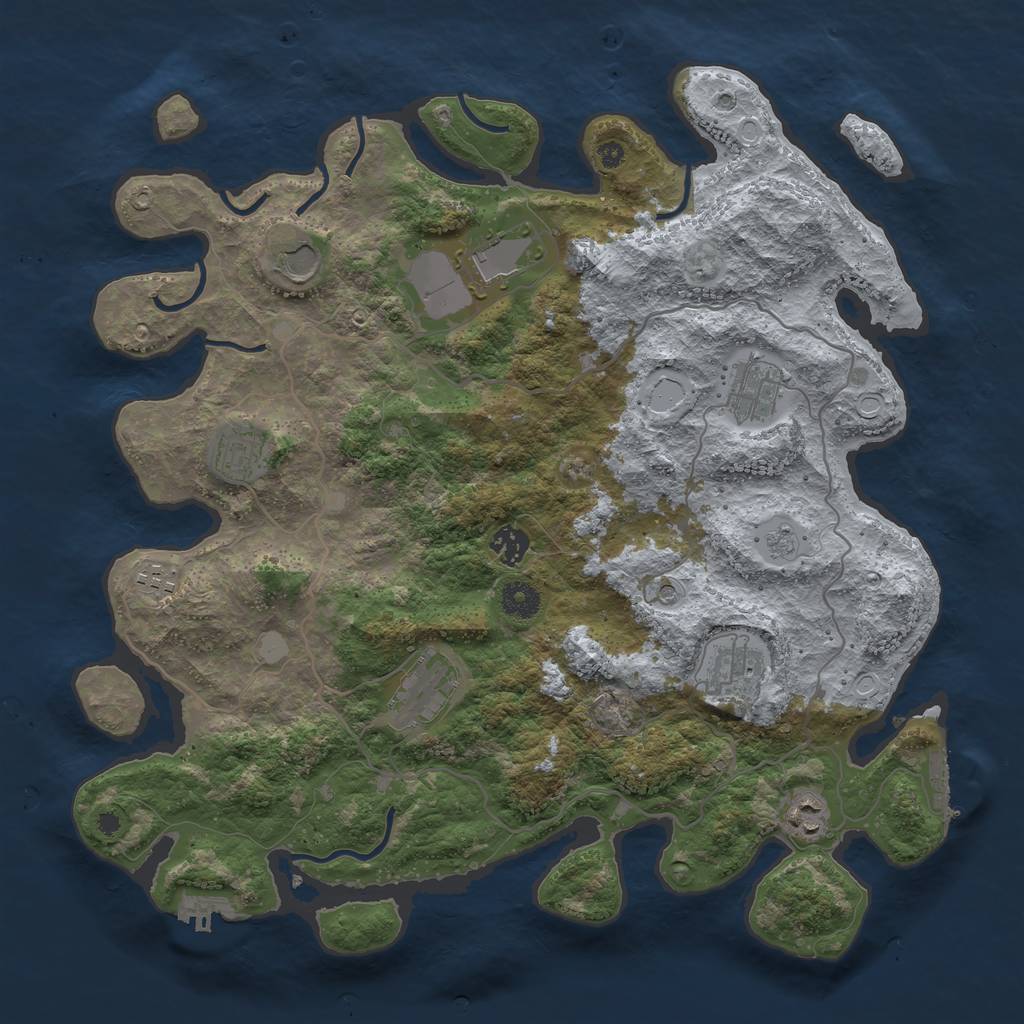 Rust Map: Procedural Map, Size: 4000, Seed: 841119, 16 Monuments