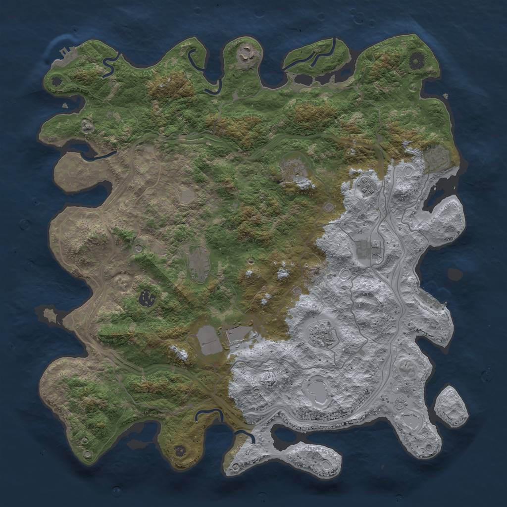 Rust Map: Procedural Map, Size: 4500, Seed: 6841691, 16 Monuments