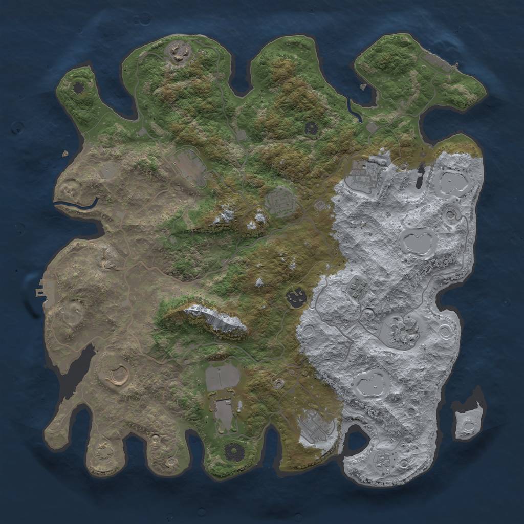 Rust Map: Procedural Map, Size: 4000, Seed: 884656752, 18 Monuments
