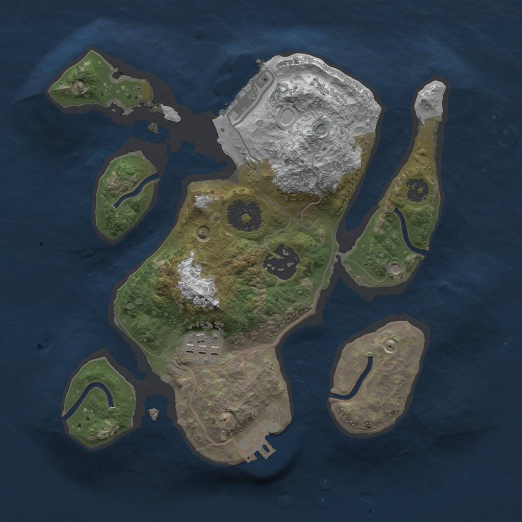 Rust Map: Procedural Map, Size: 2333, Seed: 1, 9 Monuments