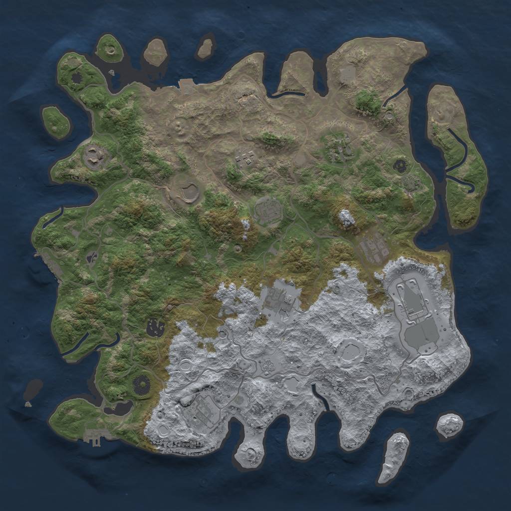 Rust Map: Procedural Map, Size: 4000, Seed: 108919043, 18 Monuments