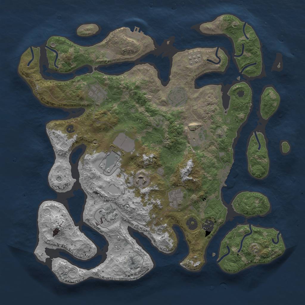 Rust Map: Procedural Map, Size: 3850, Seed: 905910481, 17 Monuments