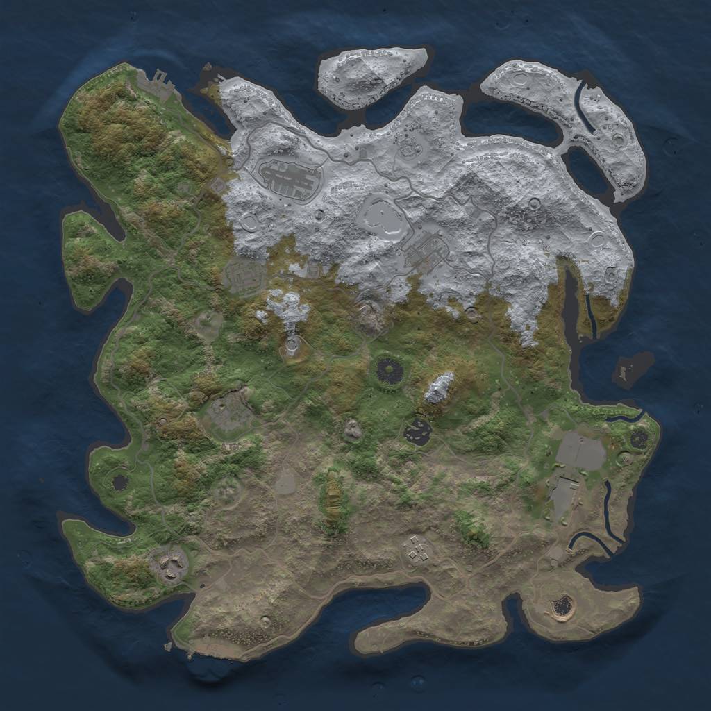 Rust Map: Procedural Map, Size: 4000, Seed: 811126578, 16 Monuments