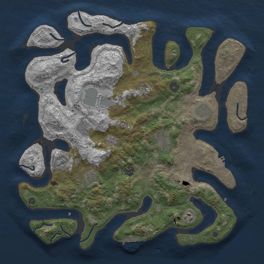 Rust Map: Procedural Map, Size: 4000, Seed: 625701374, 17 Monuments