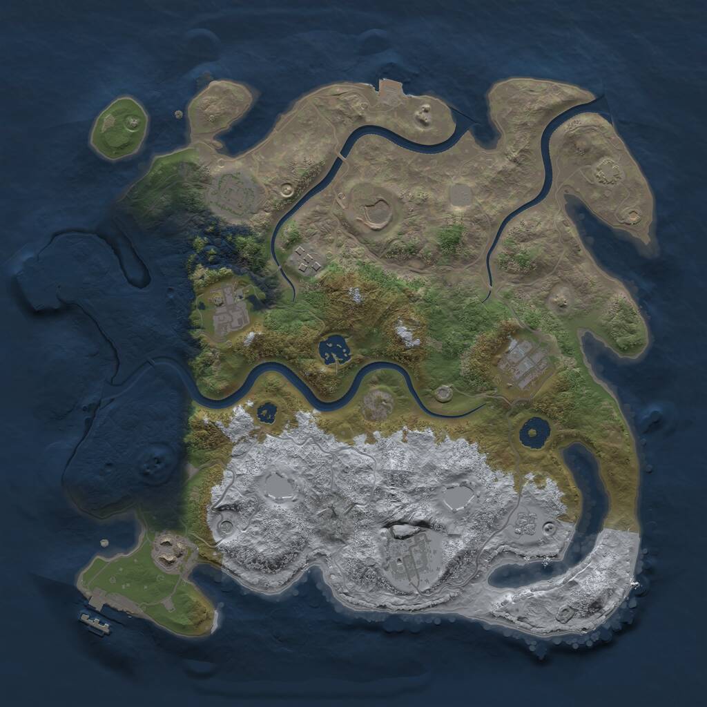 Rust Map: Procedural Map, Size: 3500, Seed: 1554621, 14 Monuments