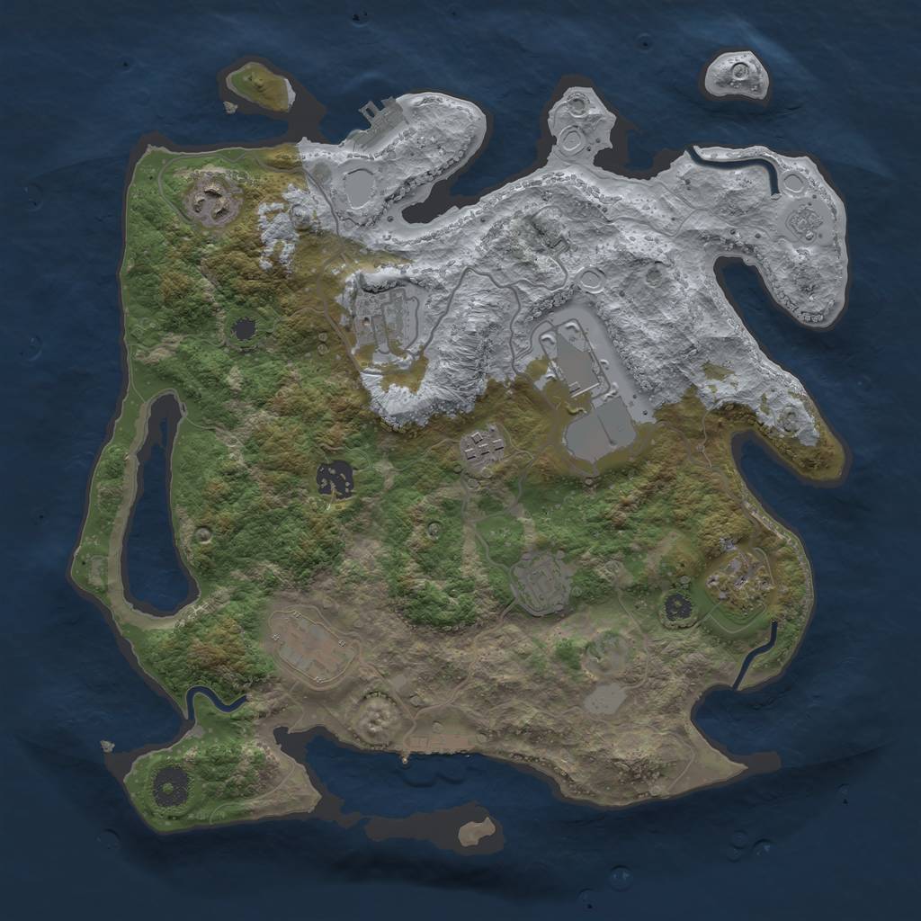 Rust Map: Procedural Map, Size: 3500, Seed: 54319, 14 Monuments