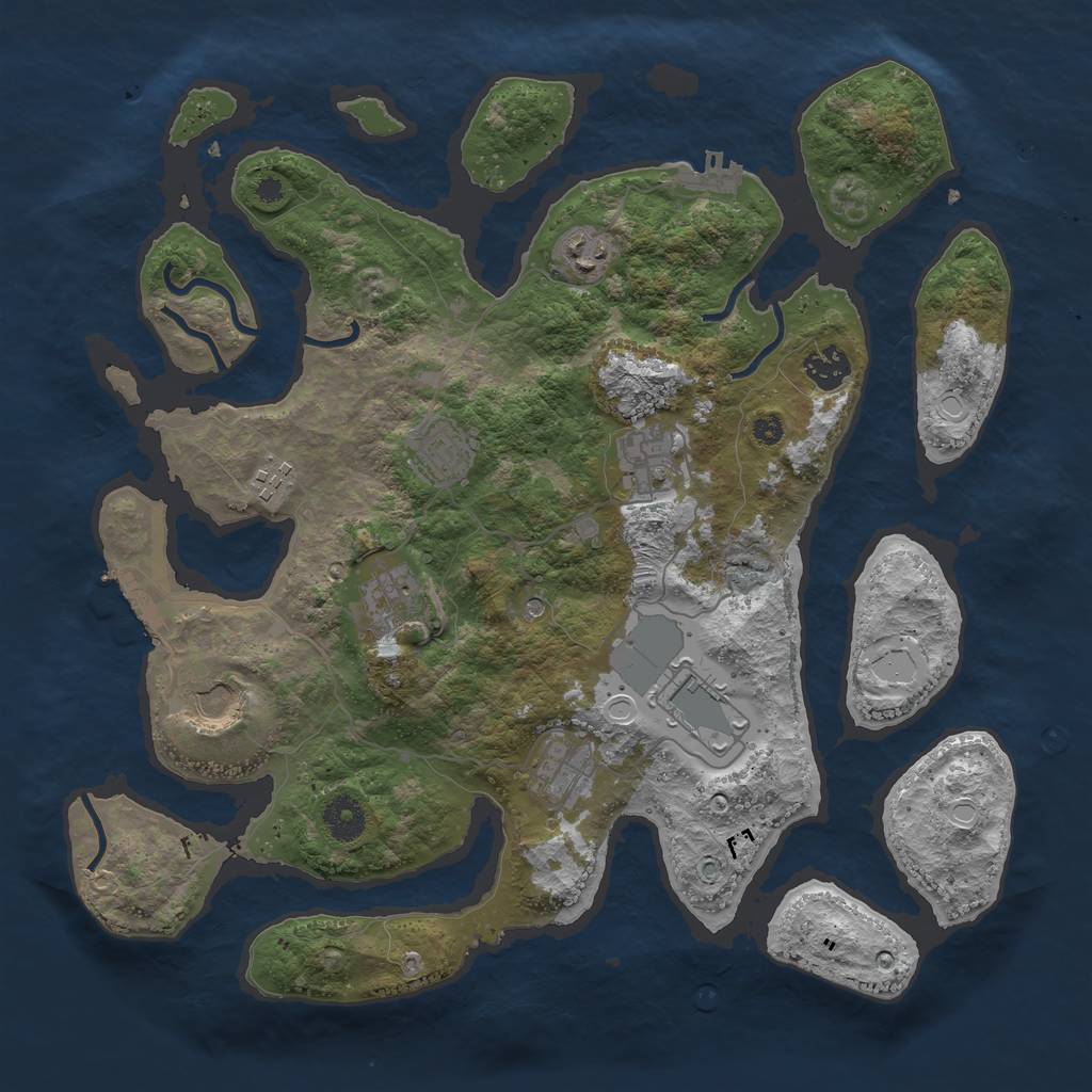 Rust Map: Procedural Map, Size: 3750, Seed: 19, 17 Monuments