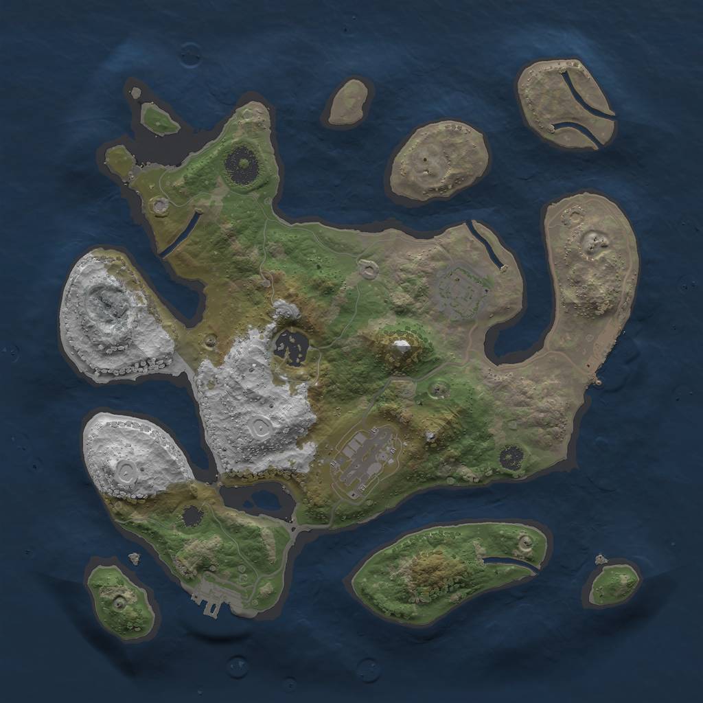 Rust Map: Procedural Map, Size: 3000, Seed: 1125871504, 10 Monuments