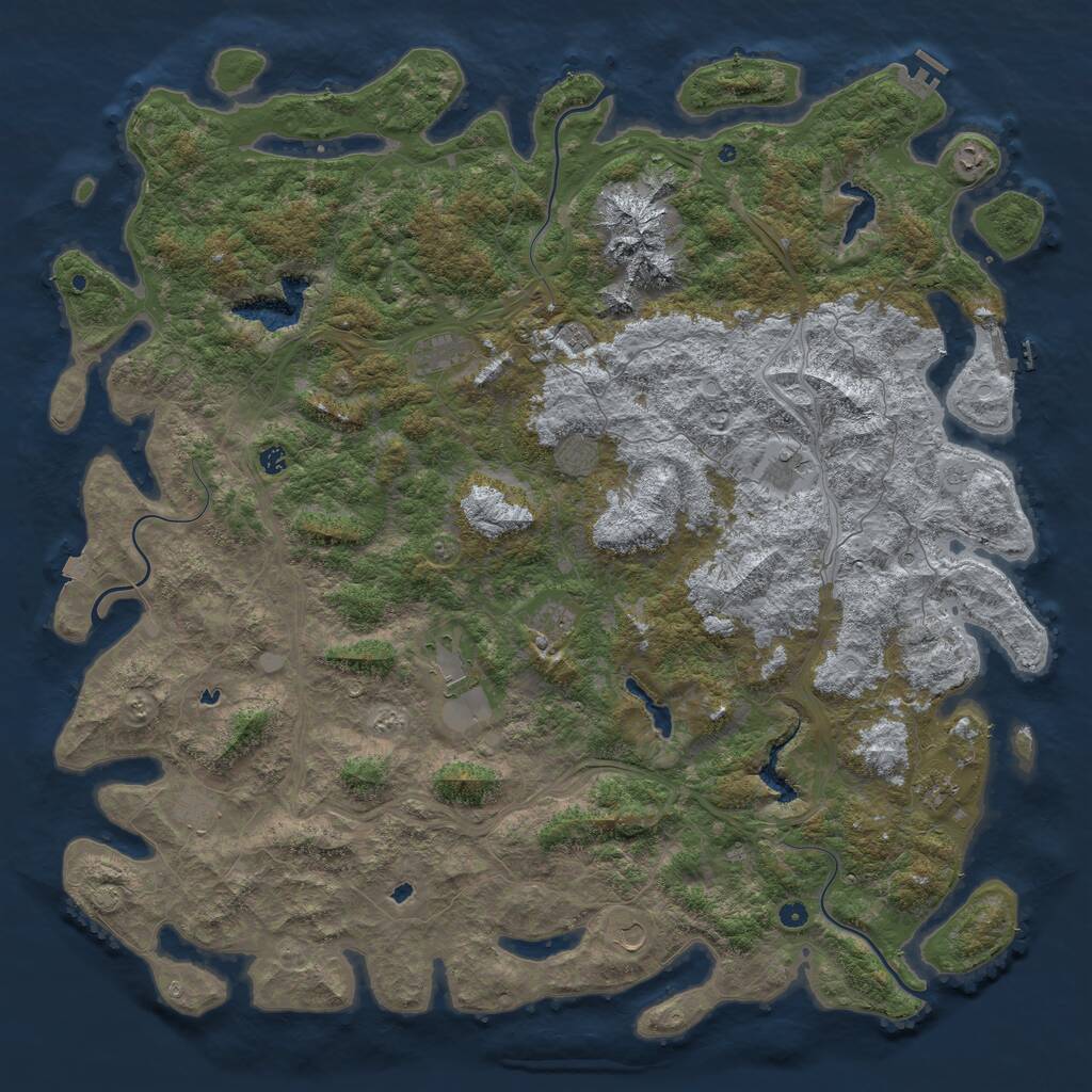 Rust Map: Procedural Map, Size: 6000, Seed: 89943, 17 Monuments