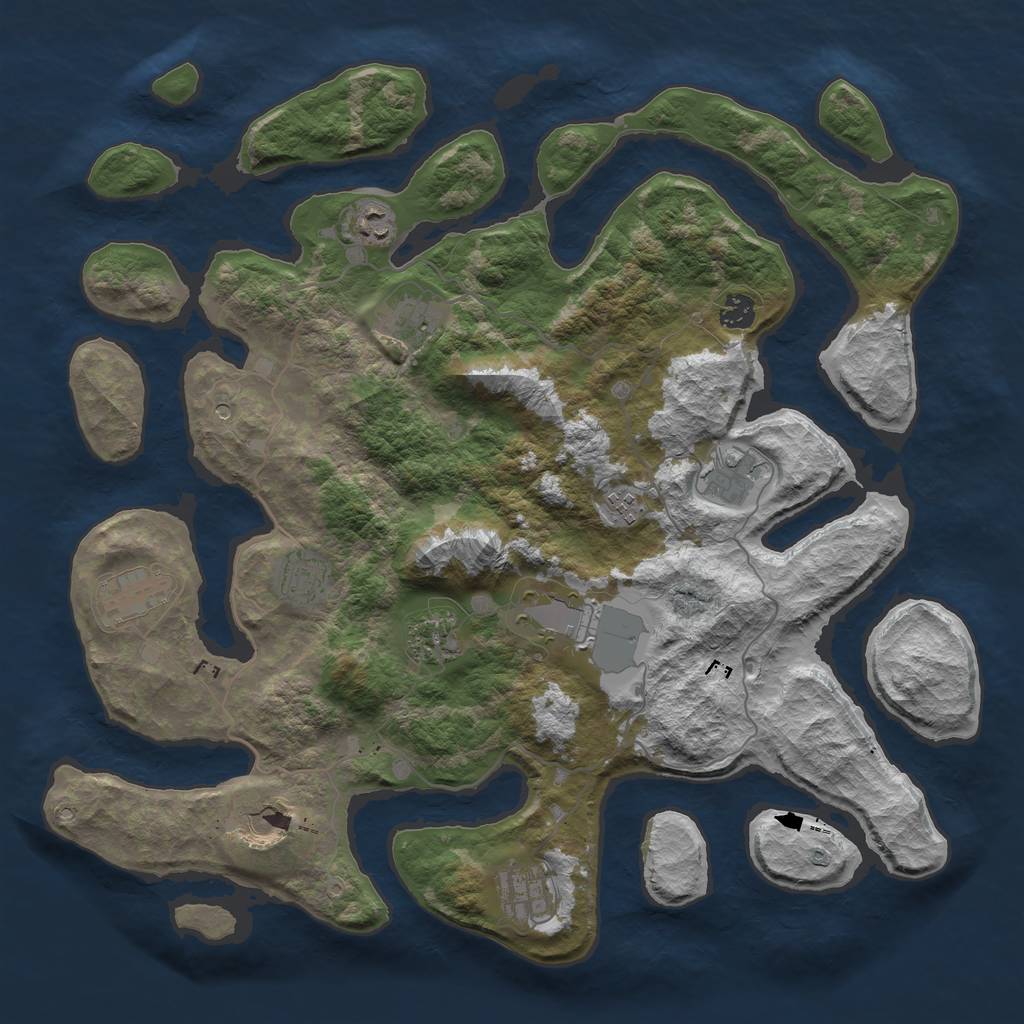 Rust Map: Barren, Size: 4250, Seed: 594030688, 14 Monuments