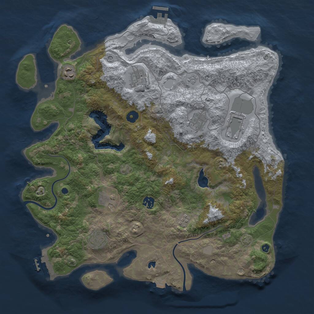Rust Map: Procedural Map, Size: 4000, Seed: 40674228, 14 Monuments