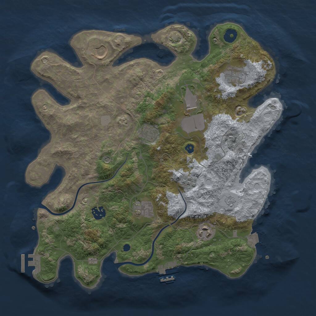 Rust Map: Procedural Map, Size: 3500, Seed: 526671741, 14 Monuments
