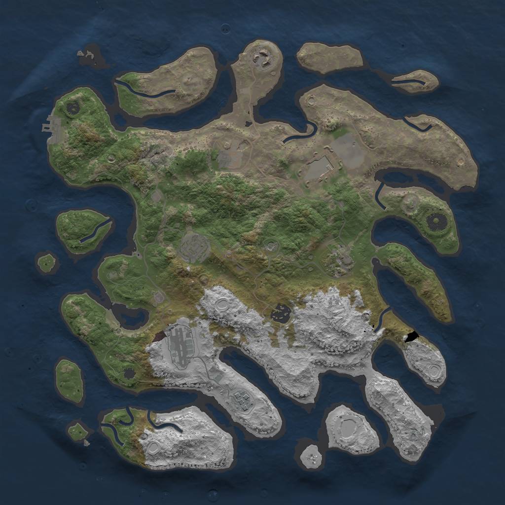 Rust Map: Procedural Map, Size: 3850, Seed: 413350062, 15 Monuments