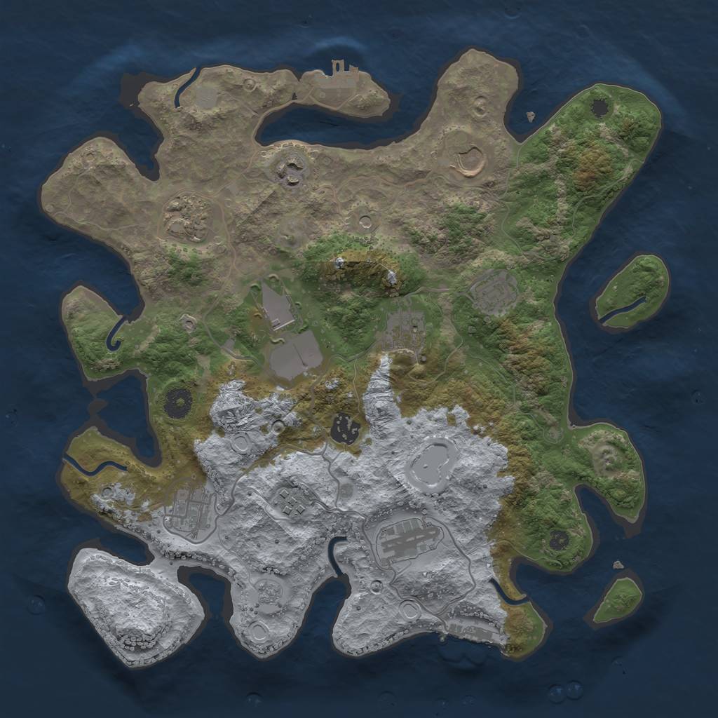 Rust Map: Procedural Map, Size: 3600, Seed: 15674389, 17 Monuments
