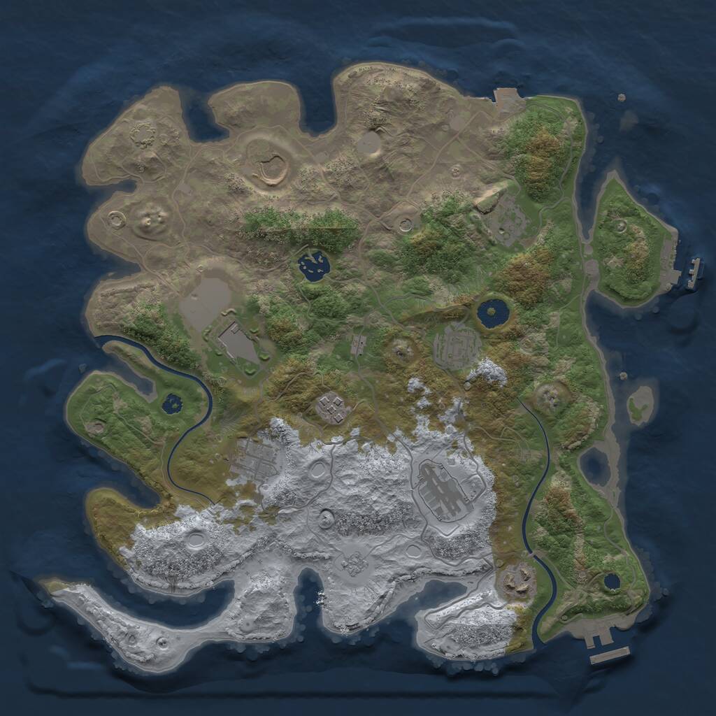 Rust Map: Procedural Map, Size: 3600, Seed: 993459, 15 Monuments