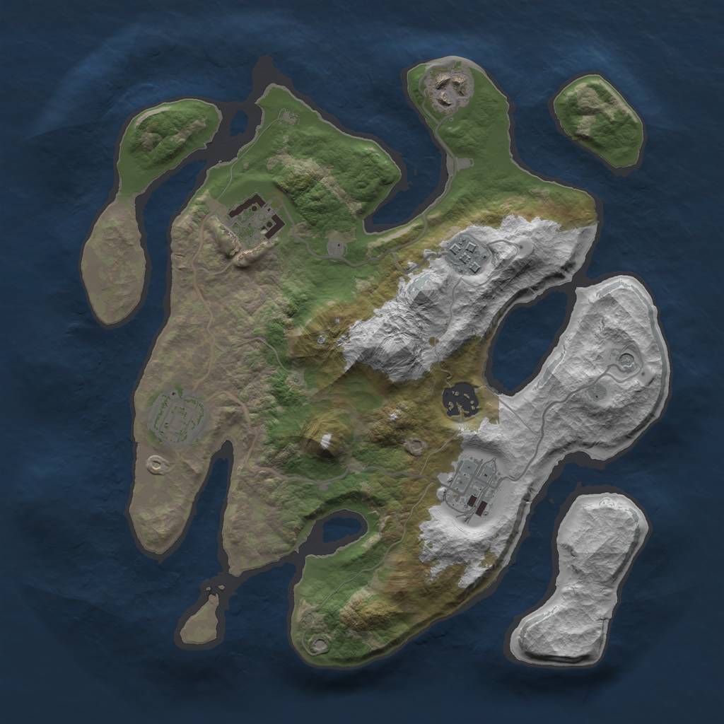 Rust Map: Barren, Size: 3000, Seed: 152056, 9 Monuments