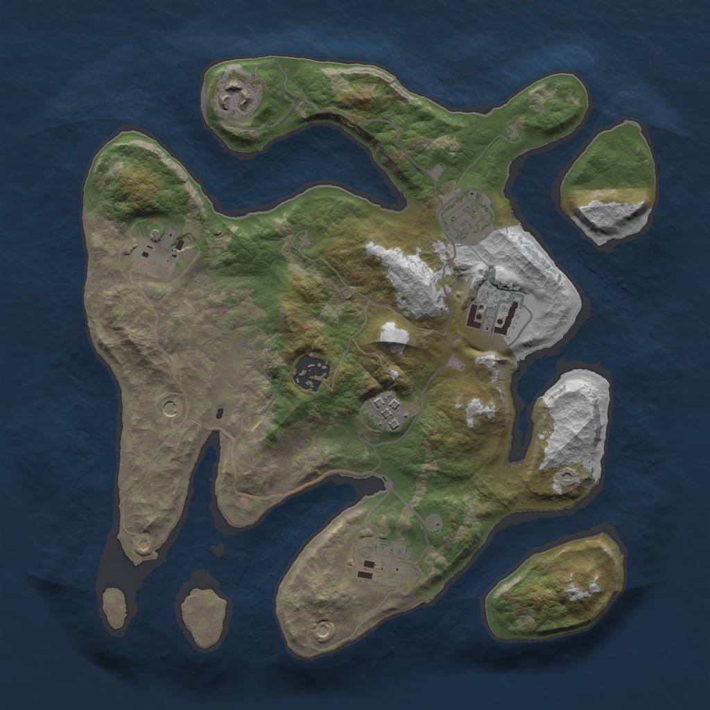 Rust Map: Barren, Size: 3000, Seed: 628452, 10 Monuments