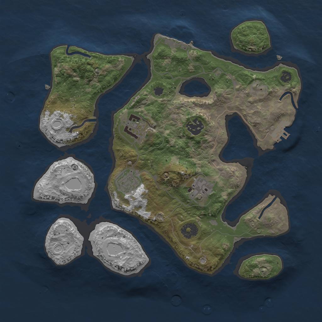 Rust Map: Procedural Map, Size: 3000, Seed: 74971725, 11 Monuments