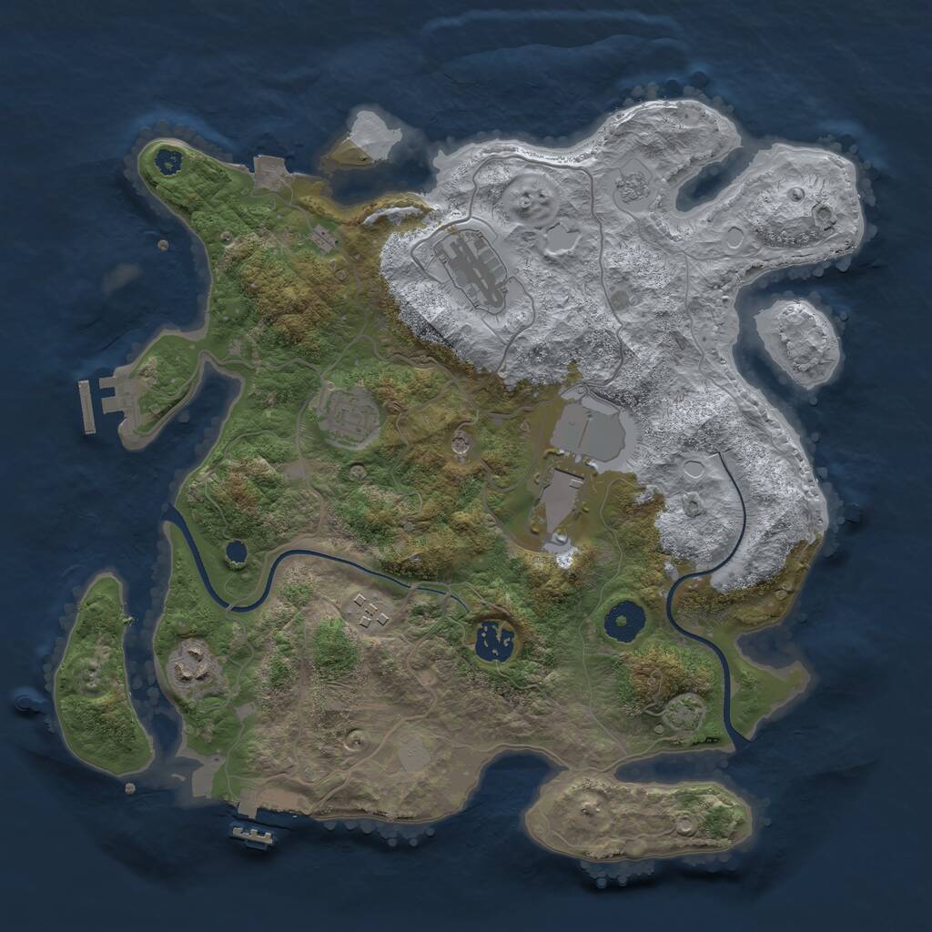 Rust Map: Procedural Map, Size: 3500, Seed: 382576, 12 Monuments