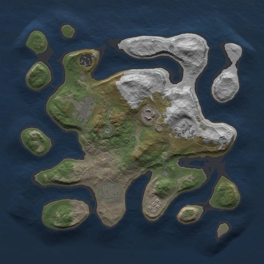 Rust Map: Barren, Size: 3000, Seed: 200836, 9 Monuments