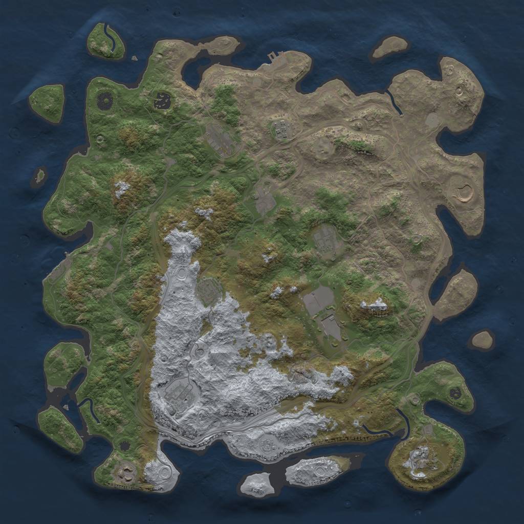 Rust Map: Procedural Map, Size: 4500, Seed: 1352761662, 18 Monuments