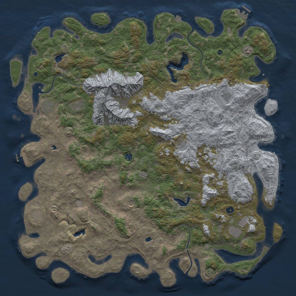 Rust Map: Procedural Map, Size: 6000, Seed: 115216122, 17 Monuments
