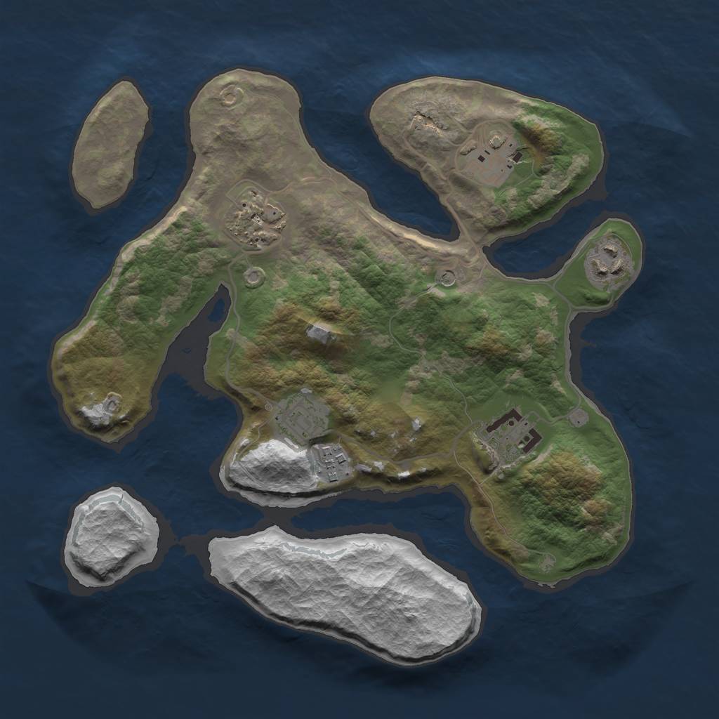 Rust Map: Barren, Size: 3000, Seed: 264084, 9 Monuments