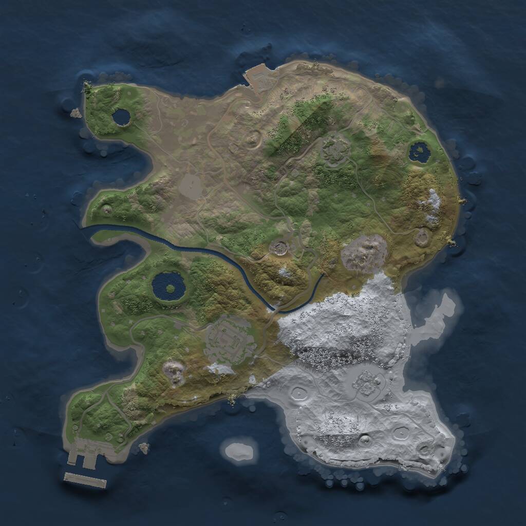 Rust Map: Procedural Map, Size: 2500, Seed: 5844, 6 Monuments