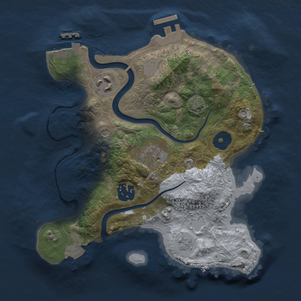 Rust Map: Procedural Map, Size: 2500, Seed: 5844, 9 Monuments
