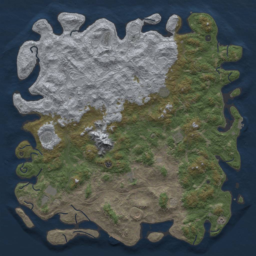 Rust Map: Procedural Map, Size: 6000, Seed: 3245654, 18 Monuments