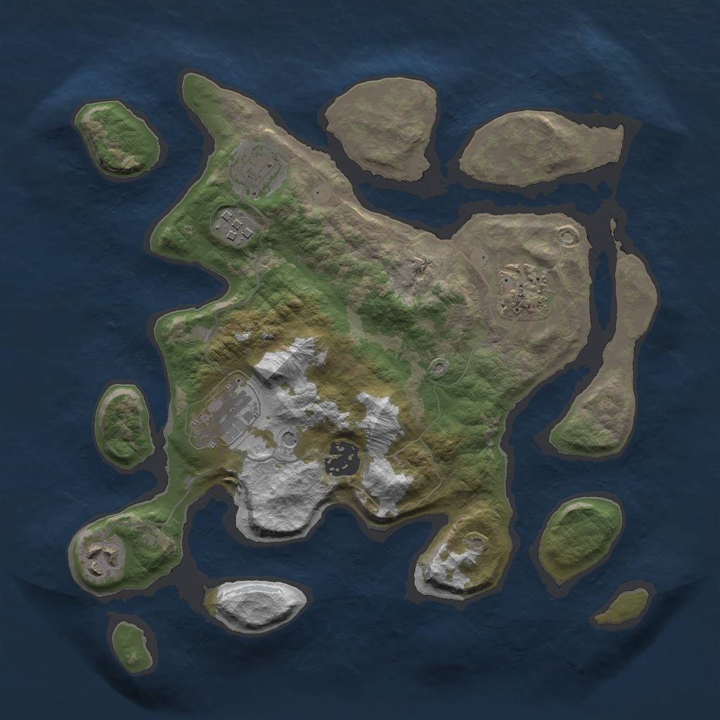 Rust Map: Barren, Size: 3000, Seed: 103098, 9 Monuments